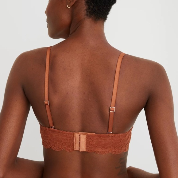 New Aerie Real Power Plunge Push Up New Blooms Lace Bra Cream size 38DD - Picture 7 of 10